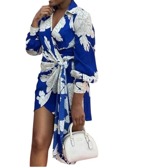 Luxxel floral long-sleeve wrap dress,‎ Medium - Picture 11 of 11